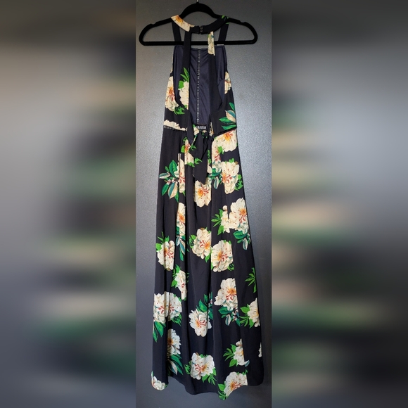 Floral Navy Blue Halter Maxi Dress - Picture 2 of 10